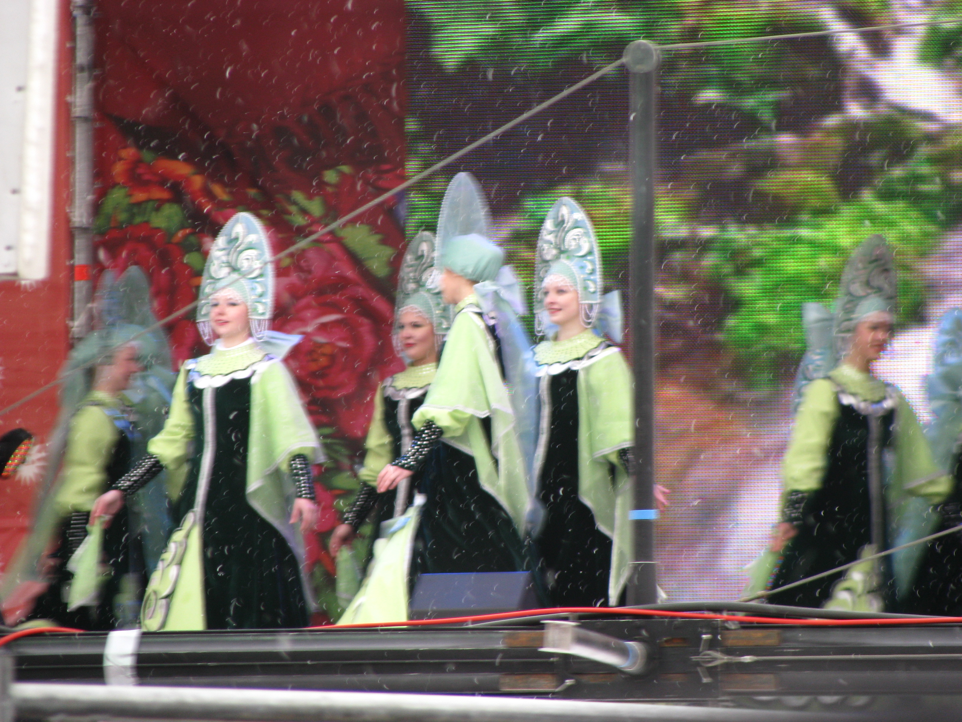 Russian women dancing in traditional costume